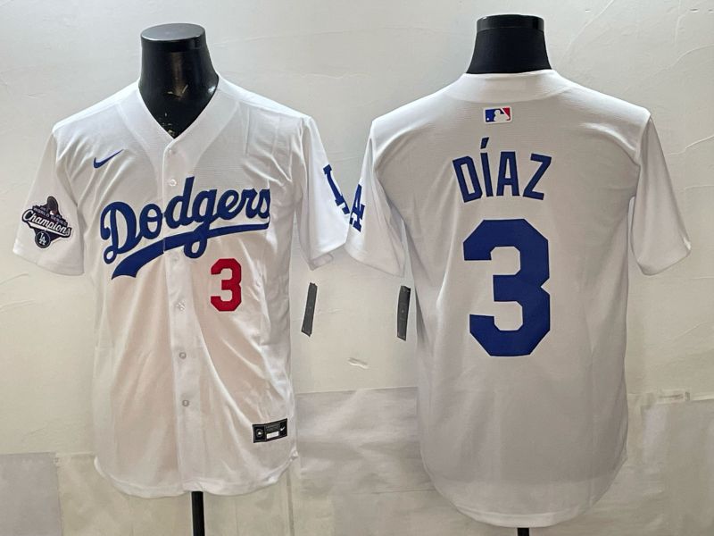 Men Los Angeles Dodgers #3 Diaz White Game 2026 Nike MLB Jersey style 013->los angeles dodgers->MLB Jersey